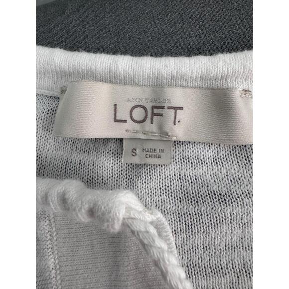 Ann Taylor LOFT White Drawstring VNeck Ribbed Hem Long Sleeve Pullover Top Small - Picture 5 of 8